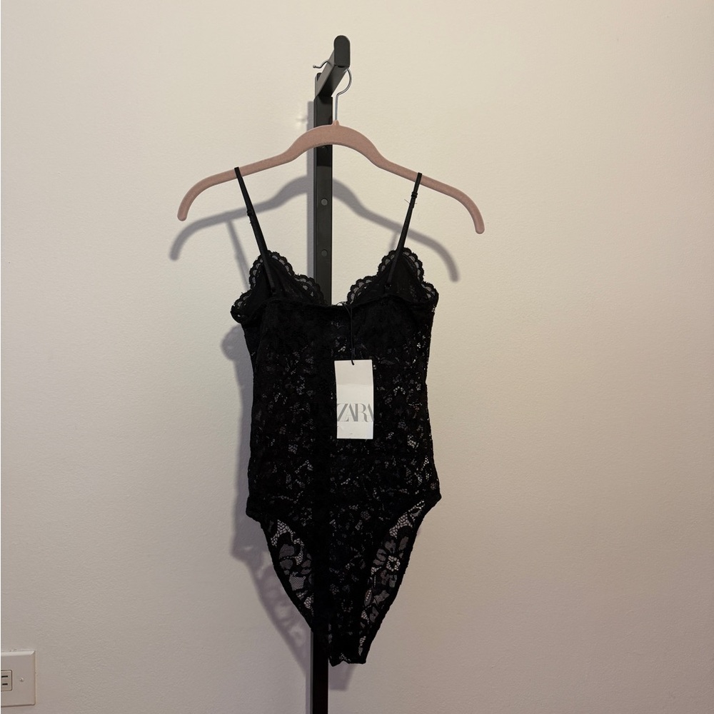 Zara Black Lace Bodysuit Size S - Picture 2 of 3